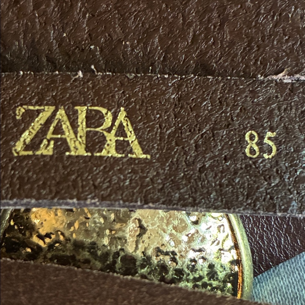 NWOT. Zara Brown leather belt with Metal plates. Size 30, 32, 34. - Picture 8 of 10